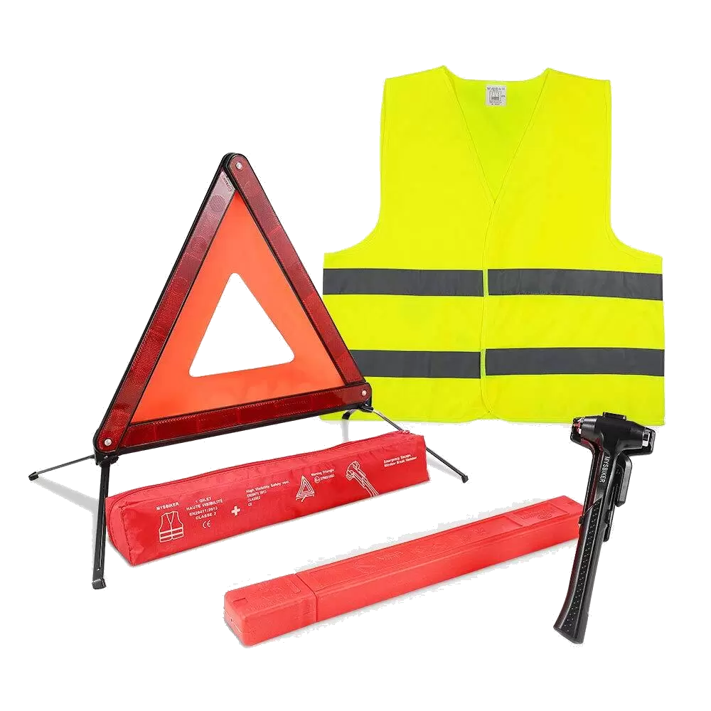 Equipo de juegos pistola gastos generales 🔥 Kit seguridad carretera triángulos de advertencia, chalecos reflectantes  y un martillo de seguridad