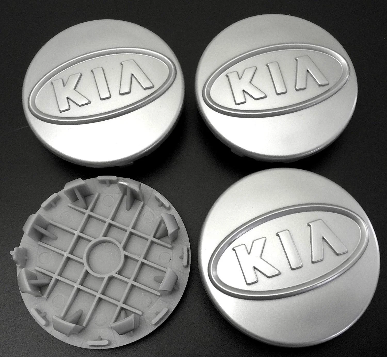 SET 4 TAPABUJES GRISES PARA KIA DE 60MM