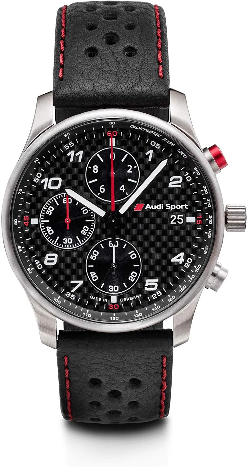 AUDI 3101700200 - RELOJ DE PULSERA DEPORTIVO CON CRONóGRAFO, ESFERA DE CARBONO, COLOR NEGRO